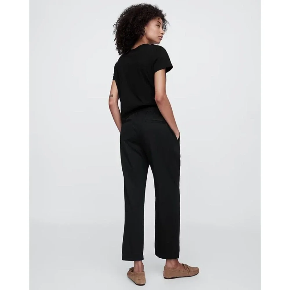 New Gap Pants Size XL Mid Rise Easy Twill Pull On Elastic Drawstring Waist Black